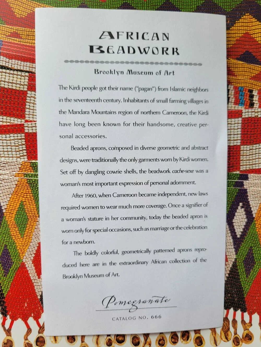 African Beadwork Notecards (10) Imagery of Kirdi artisan colorful beaded aprons